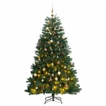 Albero Natale Incernierato con 300 LED e Palline 210 cm