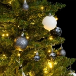 Albero Natale Incernierato con 150 LED e Palline 120 cm