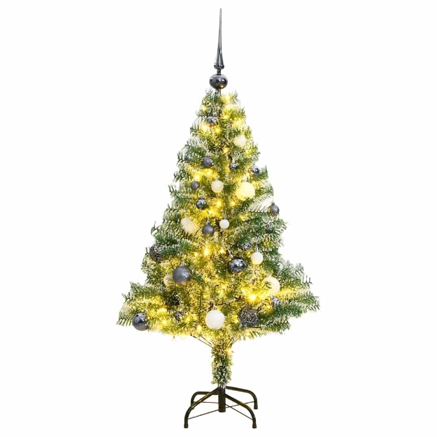 Albero Natale Artificiale 150 LED Palline e Neve Fioccata 120cm