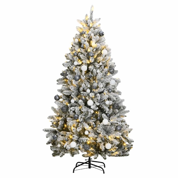 Albero Natale Incernierato con 300 LED e Palline 180 cm