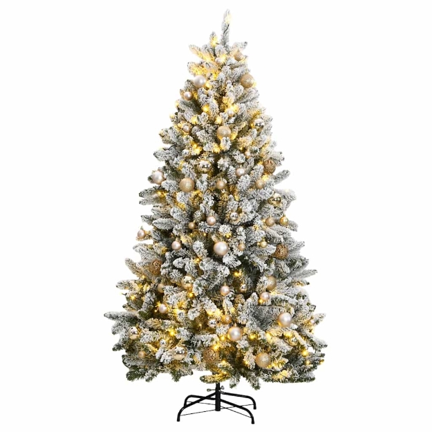 Albero Natale Incernierato con 300 LED e Palline 210 cm