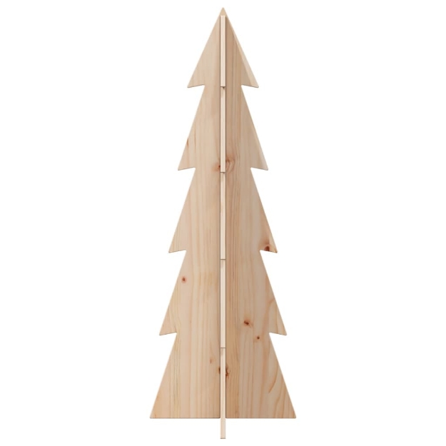 Albero di Natale Decorativo in Legno 112 cm Legno Massello Pino