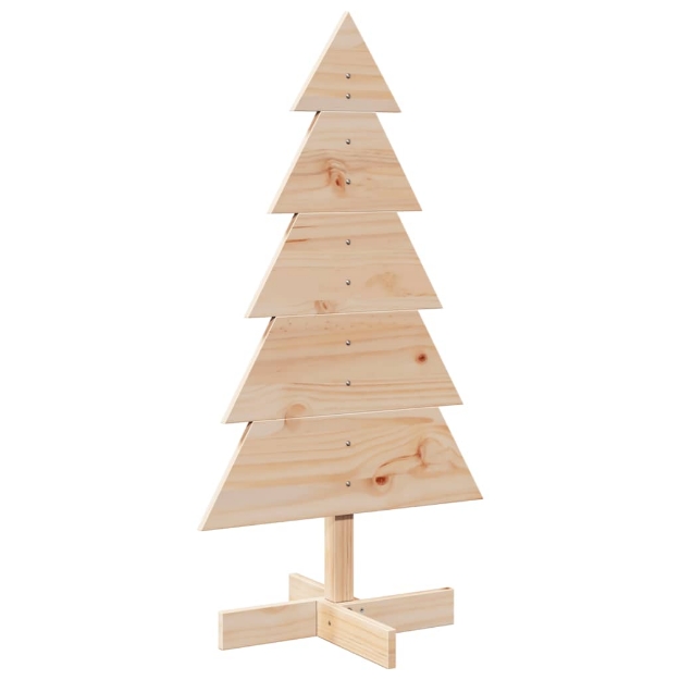 Albero di Natale Decorativo in Legno 100 cm Legno Massello Pino