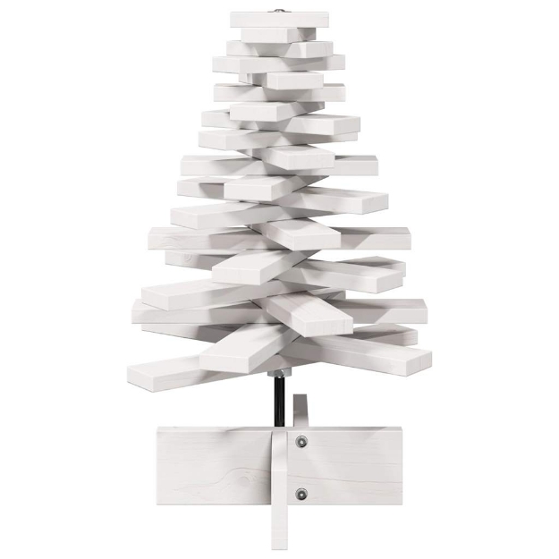 Albero di Natale Decorativo Bianco 60 cm Legno Massello di Pino