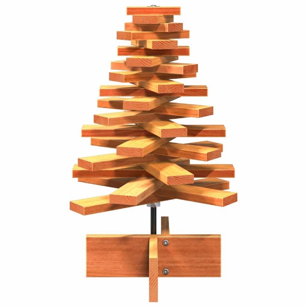 Albero di Natale Marrone Cera 60 cm in Legno Massello di Pino