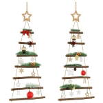 Alberi di Natale Sospesi con Stelle 2 pz 42x90 cm Ramo Naturale