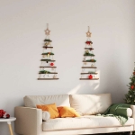 Alberi di Natale Sospesi con Stelle 2 pz 42x90 cm Ramo Naturale