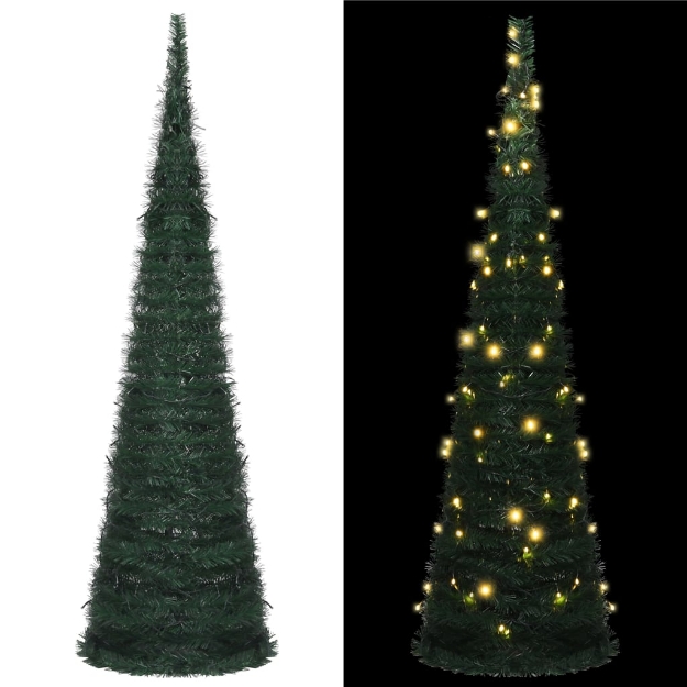 Albero di Natale Artificiale Apribile Preilluminato Verde 150cm