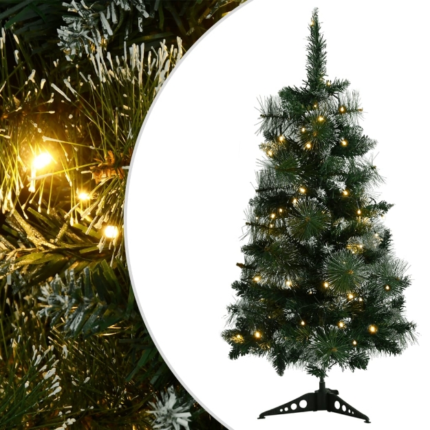 Albero di Natale Preilluminato con Supporto Verde 90 cm in PVC