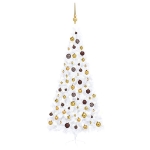 Set Albero Natale Artificiale a Metà LED Palline Bianco 240cm