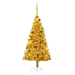 Albero di Natale Preilluminato con Palline Oro 210 cm PET