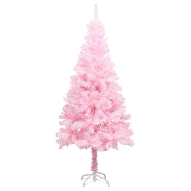 Albero di Natale Preilluminato con Palline Rosa 180 cm PVC