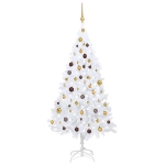 Albero di Natale Preilluminato con Palline Bianco 180 cm PVC