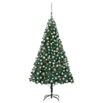 Albero di Natale Preilluminato con Palline Verde 240 cm PVC