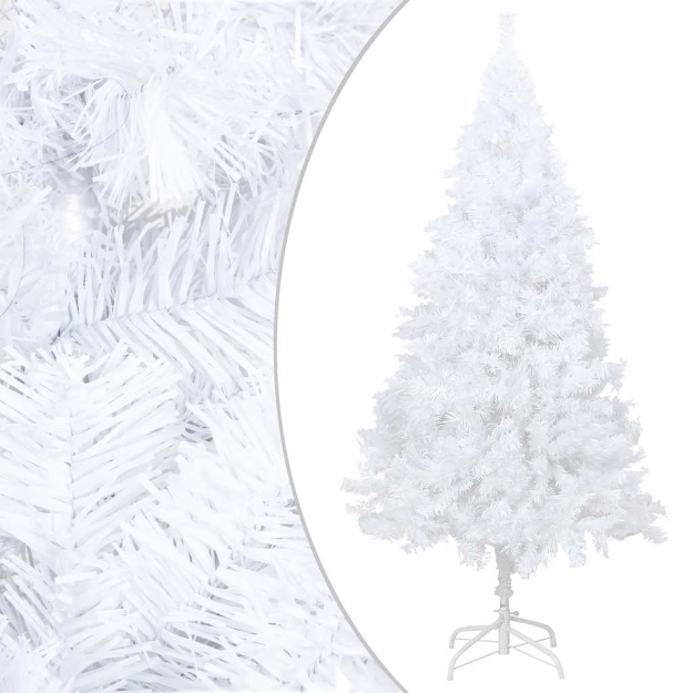 Albero di Natale Preilluminato con Palline Bianco 150 cm PVC