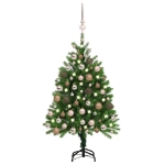 Albero di Natale Preilluminato con Palline Verde 120 cm