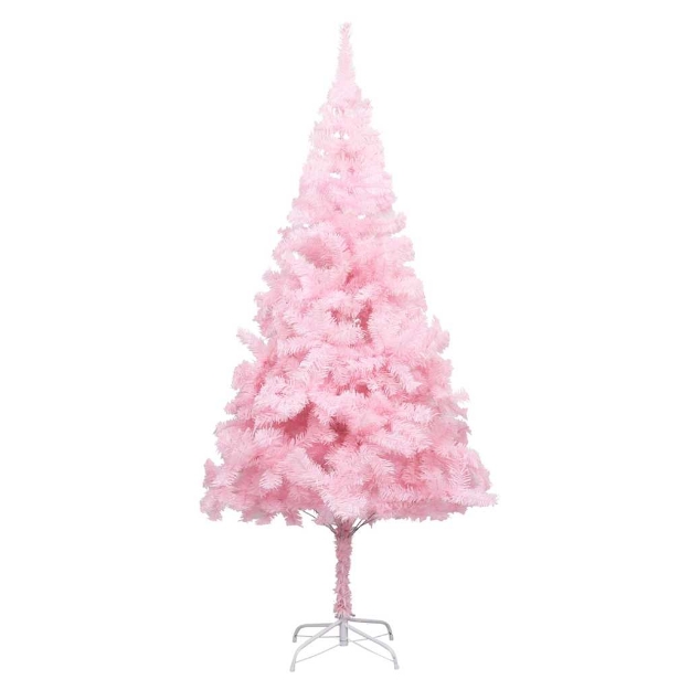 Albero di Natale Preilluminato con Palline Rosa 210 cm PVC