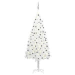 Albero di Natale Preilluminato con Palline Bianco 210 cm