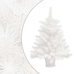 Albero di Natale Preilluminato con Palline Bianco 65 cm