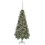 Albero di Natale Preilluminato con Palline e Pigne 210 cm