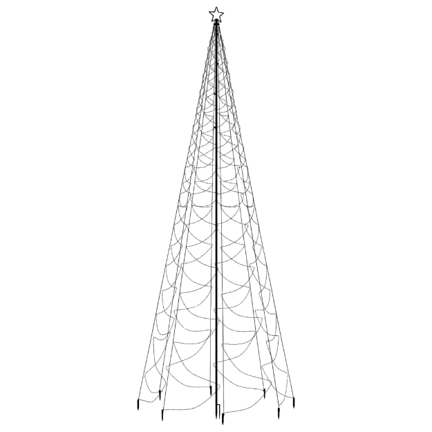 Albero di Natale con Palo in Metallo 1400 LED Multicolore 5 m