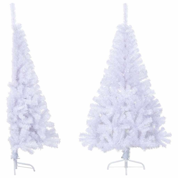 Albero di Natale Artificiale Metà con Supporto Bianco 150cm PVC