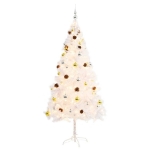 Albero di Natale Preilluminato con Palline Bianco 180 cm