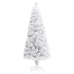 Albero Natale Preilluminato Bianco 180 cm in Fibra Ottica