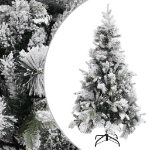 Albero di Natale con Neve Floccata e Pigne 225 cm PVC e PE