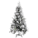 Albero di Natale con Neve Floccata e Pigne 225 cm PVC e PE