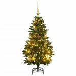 Albero Natale Incernierato con 150 LED e Palline 120 cm