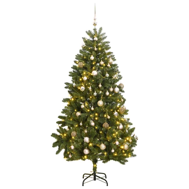 Albero Natale Artificiale Incernierato 300 LED e Palline 270 cm