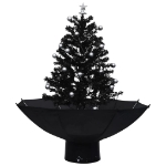 Albero di Natale con Nevicata e Base ad Ombrello Nero 75 cm PVC