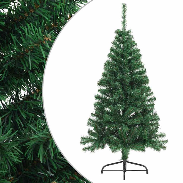 Albero di Natale Artificiale Metà con Supporto Verde 150 cm PVC