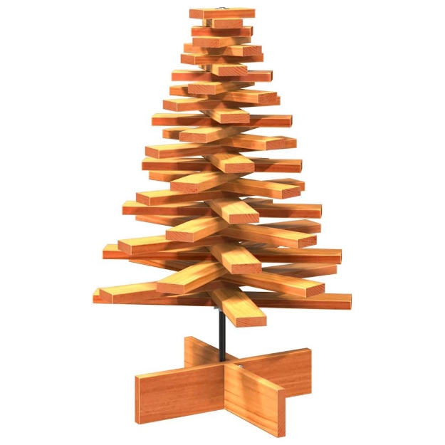 Albero di Natale Marrone Cera 80 cm in Legno Massello di Pino