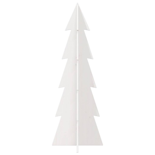 Albero di Natale Decorativo Bianco 112 cm Legno Massello Pino