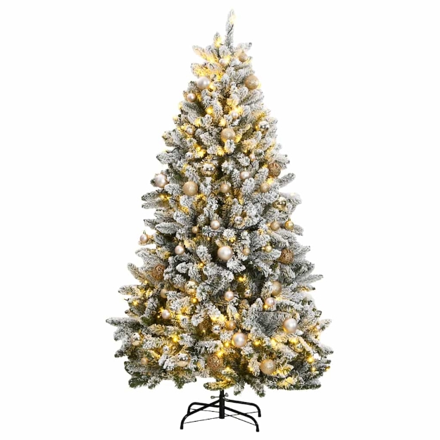 Albero Natale Incernierato con 300 LED e Palline 180 cm