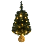 Albero di Natale Preilluminato con Supporto Verde 90 cm in PVC