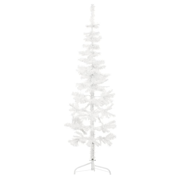 Albero Natale Artificiale Sottile a Metà Supporto Bianco 180 cm