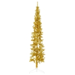 Albero Natale Artificiale Sottile a Metà con Supporto Oro 240cm