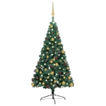 Set Albero Natale Artificiale a Metà LED e Palline Verde 240cm