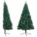 Set Albero Natale Artificiale a Metà LED e Palline Verde 240cm