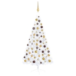 Set Albero Natale Artificiale a Metà LED Palline Bianco 150cm