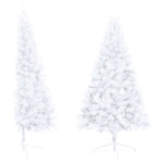 Set Albero Natale Artificiale a Metà LED Palline Bianco 150cm