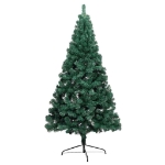 Albero di Natale a Metà Preilluminato con Palline Verde 180 cm