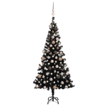 Albero di Natale Preilluminato con Palline Nero 180 cm PVC