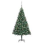 Albero di Natale Preilluminato con Palline Verde 210 cm PVC