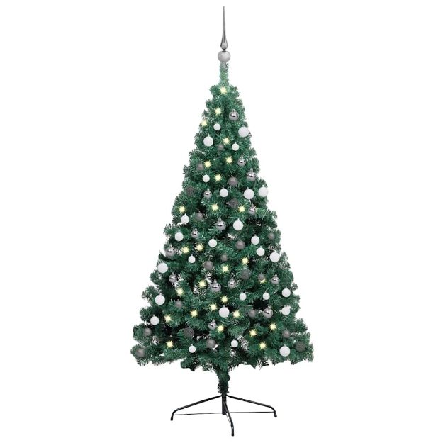 Albero di Natale Preilluminato con Supporto Verde 120 cm PVC