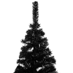 Albero di Natale Preilluminato con Palline Nero 150 cm PVC