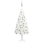 Albero di Natale Preilluminato con Palline Bianco 120 cm